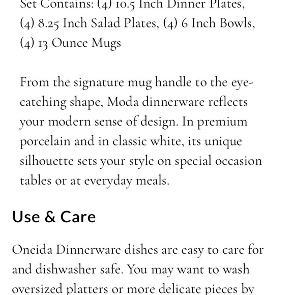 Oneida Moda Porcelain Modern 16pc Dinnerware - Picture 7 of 10